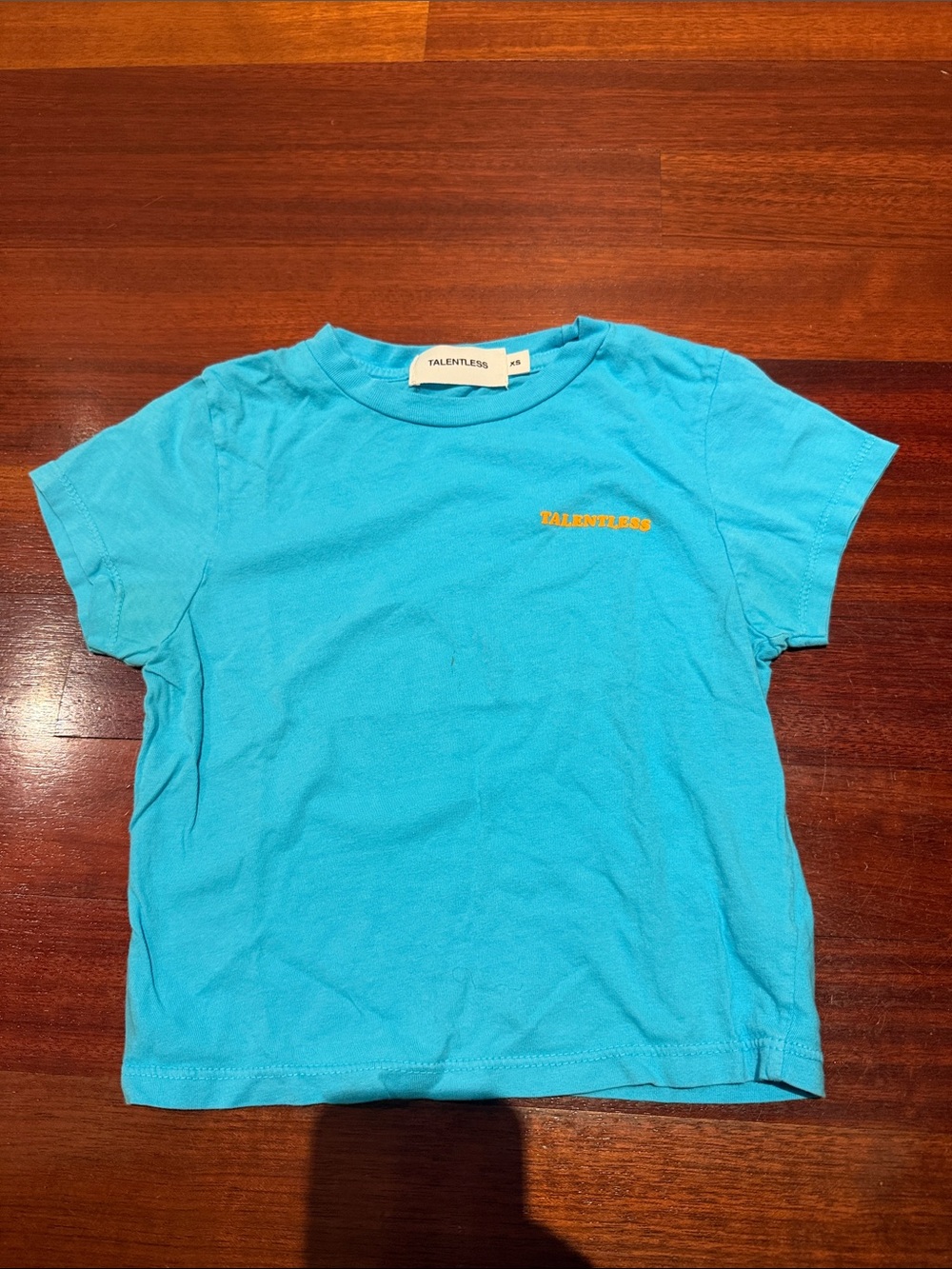 TALENTLESS Kids Short Sleeve Tee in Bright Turquoise with Yellow Logo